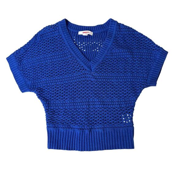 VTG Bongo Blue Short Sleeve Knit Sweater - So Cute! - Picture 1 of 5